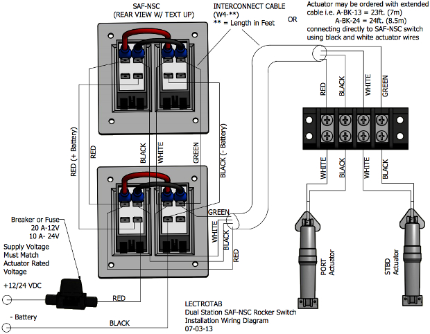 Wiring Diagram - Flat Rocker Switch (SAF-S, SAF-NS, SF-S Series) |  Lectrotab Electromechanical Trim Tab Systems  Bennett Trim Tabs Switch Wiring Diagram    Lectrotab